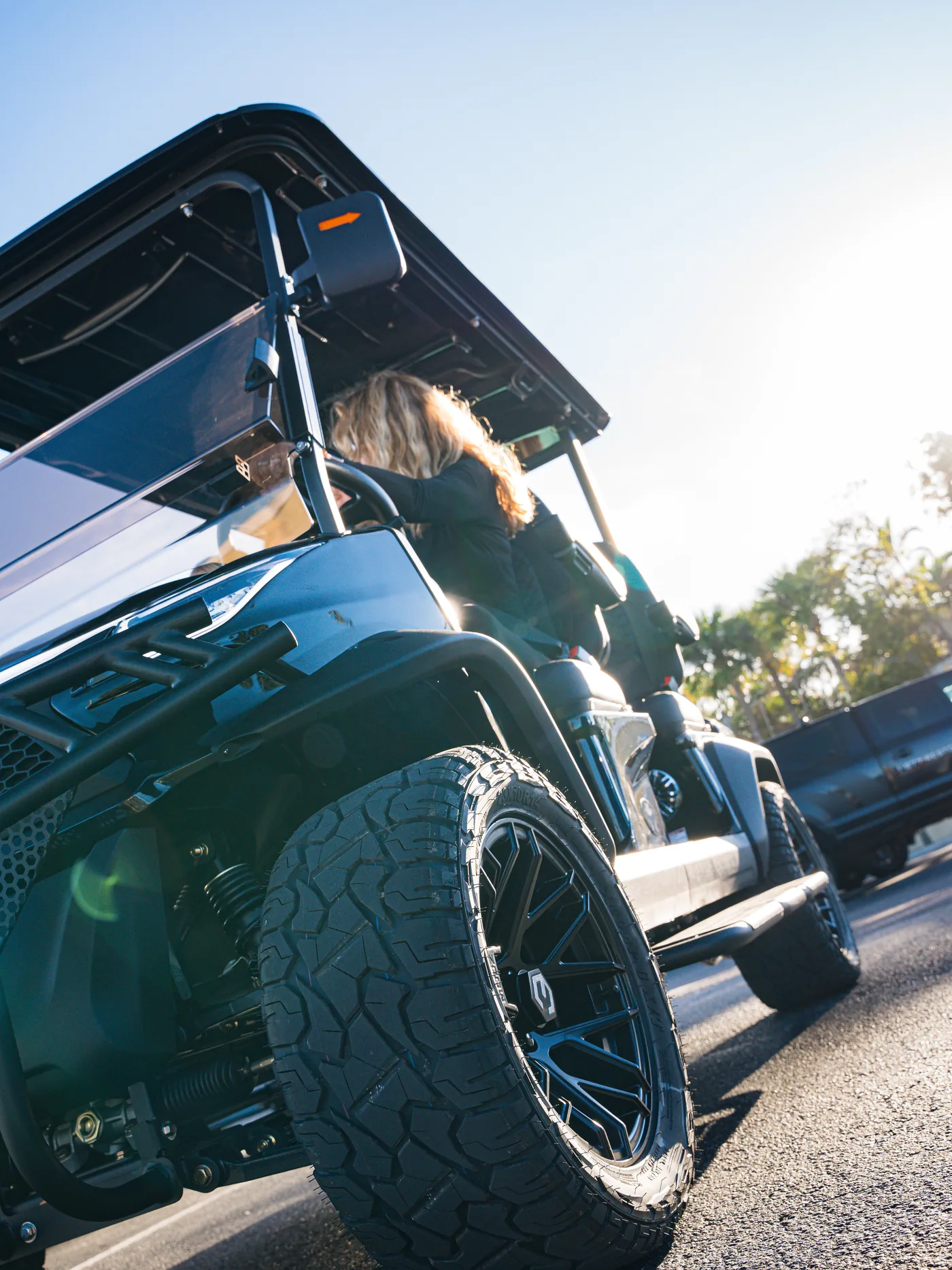 Official Venom EV golf cart, low-angle detail