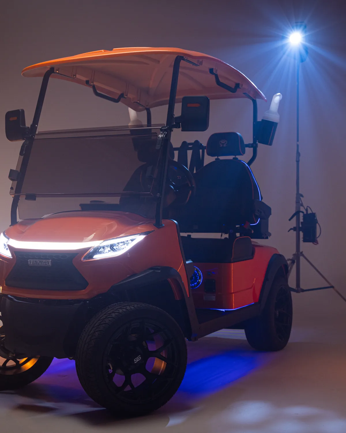 Official Venom EV golf cart at the waterfront